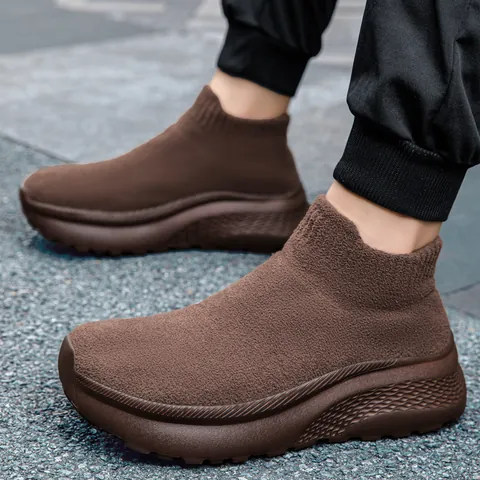 Unisex Strick Socken Sneaker Atmungsaktiv Dicke Sohle Breite Zehe Slipper Lässig Sportlich Schuhe Vliesfutter Warm Gehen