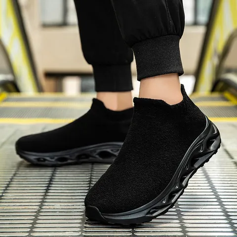 Casual Sports Sock Sneakers For Men Women Mesh Upper Breathable Slip On Walking Shoes Hollow Outsole Lightweight Urban Footwear