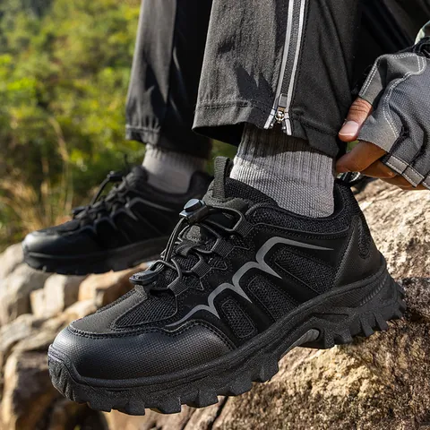 Breathable Mesh Hiking Shoes For Men Women Quick Lace Outdoor Climbing Sneakers Anti Slip Lightweight Trekking Trail Running Shoes