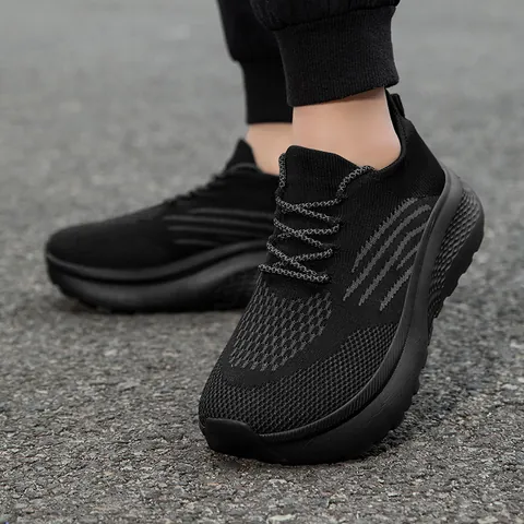 Men Women Breathable Flyknit Sneakers Lightweight Casual Sport Shoes Mesh Walking Footwear For Outdoor Travel