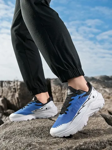 DUUS Men Women Outdoor Hiking Shoes Waterproof Breathable Trail Running Shoes Shock Absorbing Non-Slip Thick Sole Trekking Sneakers