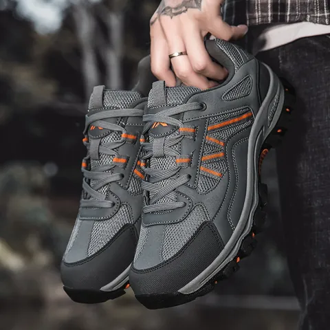 Zapatos de Senderismo Profesionales para Hombre y Mujer Malla Transpirable Cuero Sintético Zapatillas de Trekking Suela de Caucho Antideslizante