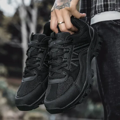 Zapatos de Senderismo Profesionales para Hombre y Mujer Malla Transpirable Cuero Sintético Zapatillas de Trekking Suela de Caucho Antideslizante