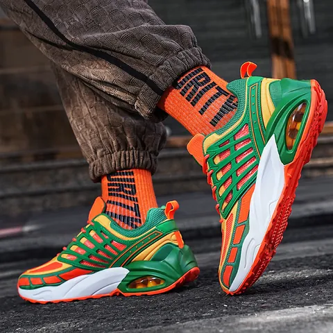 Chaussures de Course en Maille Respirante pour Hommes Baskets Mode à Coussin d'Air Chaussures de Sport Légères Antidérapantes Streetwear Décontracté