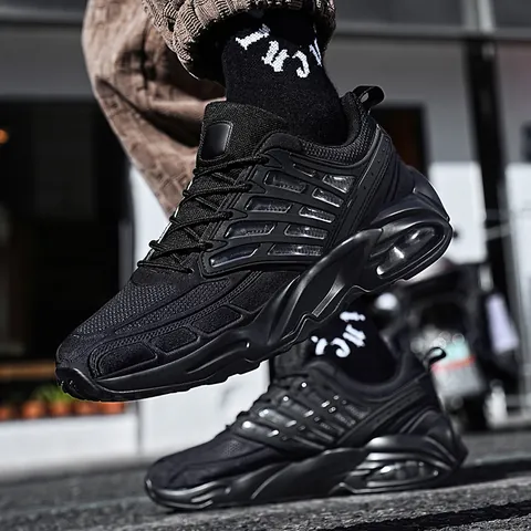 Chaussures de Course en Maille Respirante pour Hommes Baskets Mode à Coussin d'Air Chaussures de Sport Légères Antidérapantes Streetwear Décontracté