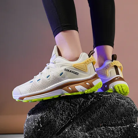 Men Mesh Breathable Running Shoes Lightweight Outdoor Hiking Sneakers Fashion Dad Shoes With Anti Slip Rubber Sole For Sport Daily Wear