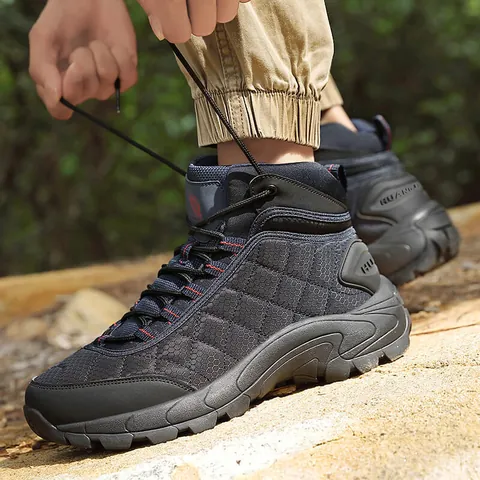 Men's Outdoor Tactical Boots Waterproof Oxford Cloth High Top Hiking Shoes Non Slip Wear Resistant Combat Trekking Desert Boots For Men