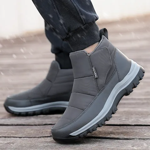 Waterproof Outdoor Snow Boots For Men Women Warm Fleece Lined Winter Walking Shoes Non-Slip Hook And Loop Casual Boots