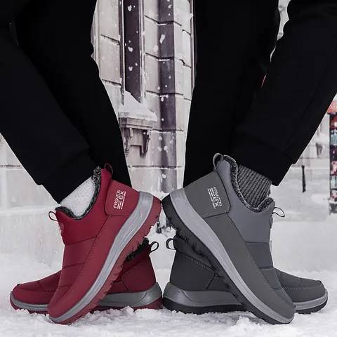 Winter Snow Boots For Women Men Waterproof Warm Plush Lined Outdoor Shoes Slip On Non-Slip High Top Cotton Padded Casual Boots