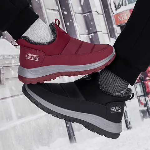 Winter Snow Boots For Women Men Waterproof Warm Plush Lined Outdoor Shoes Slip On Non-Slip High Top Cotton Padded Casual Boots