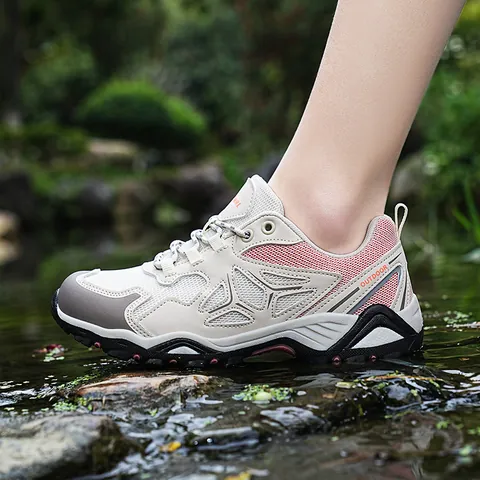 Unisex Outdoor Hiking Shoes Breathable Mesh Synthetic Leather Non-Slip Wear-Resistant Trekking Sneakers Climbing Walking Sport Shoes