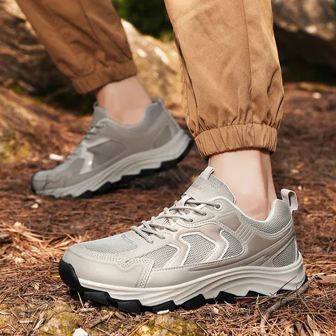 Men Outdoor Hiking Shoes Mesh Breathable Anti-Slip Wear-Resistant Trekking Sneakers For Men Casual Trail Running Walking Shoes