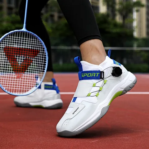 Professional Badminton Shoes For Men Women Non Slip Breathable Training Sneakers With Rotary Buckle Wear Resistant Tennis Sport Shoes
