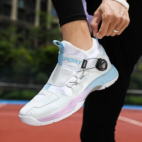 Professional Badminton Shoes For Men Women Non Slip Breathable Training Sneakers With Rotary Buckle Wear Resistant Tennis Sport Shoes