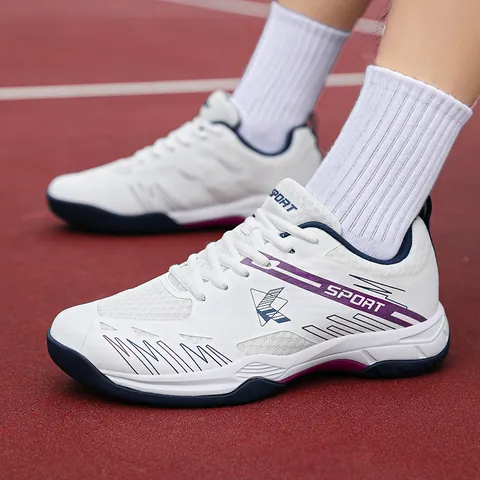 Professional Badminton Shoes For Men Women Breathable Mesh Synthetic Leather Non-Slip Rubber Sole Court Training Sneakers