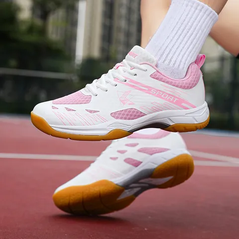 Professional Badminton Shoes For Men Women Breathable Mesh Synthetic Leather Non-Slip Rubber Sole Court Training Sneakers