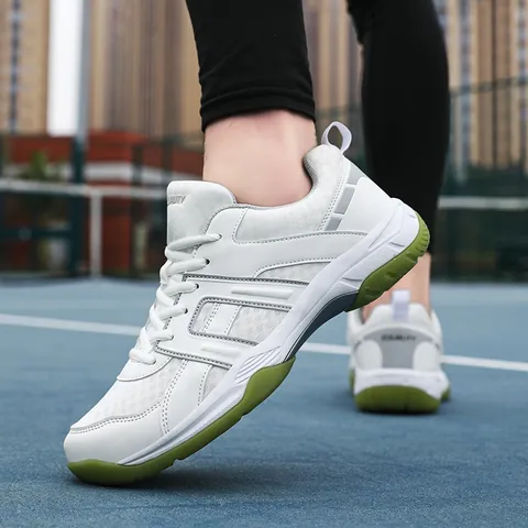 Professional Indoor Sports Shoes Breathable Mesh Synthetic Leather Anti-Slip Gum Rubber Sole Badminton Volleyball Training Sneakers