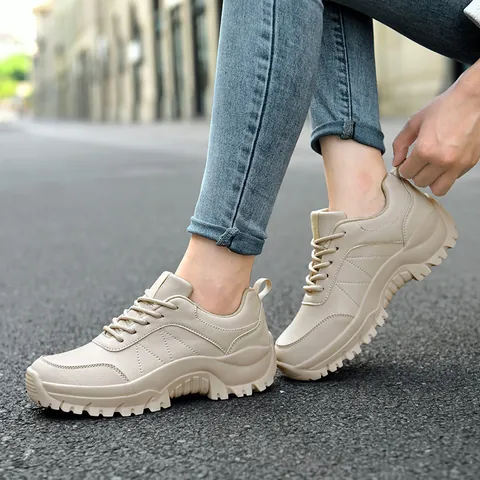 Damen Herren Casual Wanderschuhe Plateau Dicke Sohle Rutschfest Verschleißfest Outdoor Trekkingschuhe Paar Stil Vielseitige Laufschuhe