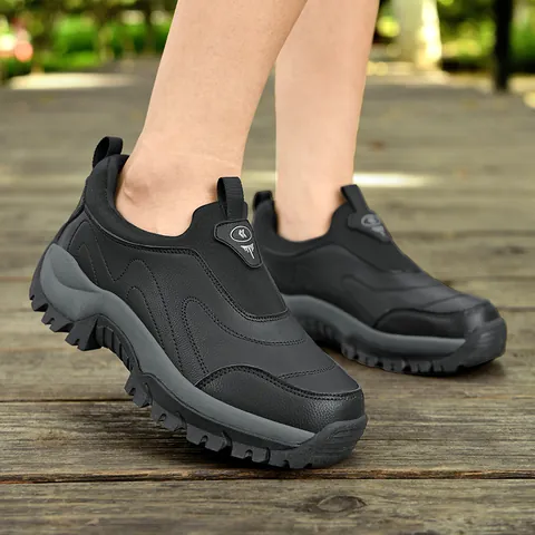 Rutschfeste Slipper Walking-Schuhe für Senioren Wasserdichtes Mikrofaserleder Bequeme Outdoor-Sneaker Herren Damen Atmungsaktive Freizeitschuhe