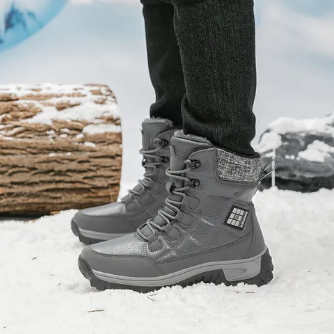 Winter Outdoor Snow Boots Waterproof Warm Plush Lined Hiking Shoes Anti-Slip High Top Trekking Boots For Men Women