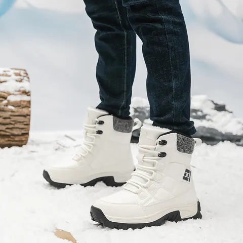 Winter Outdoor Snow Boots Waterproof Warm Plush Lined Hiking Shoes Anti-Slip High Top Trekking Boots For Men Women