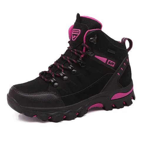 Unisex Outdoor Hiking Shoes Non-Slip Suede Breathable High-Top Trekking Boots Wear-Resistant Climbing Sneakers Camping Footwear
