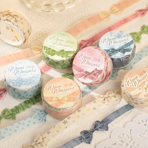 Vintage Bowknot Die-cut Woven Texture Washi Tape For Journaling Scrapbooking DIY Creative Decorative Hand Account Supplies