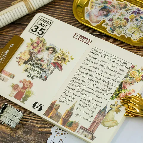 Adesivi in Carta Washi Vintage Motivi Floreali Botanici Farfalle per DIY Journaling Scrapbooking Artigianato Decorativo Illustrazioni Assortite