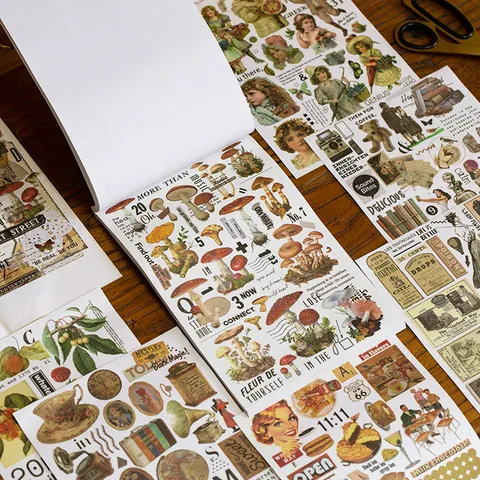 Vintage Journaling Sticker Book Washi Paper Scrapbook Decorative Material Sticky Notes