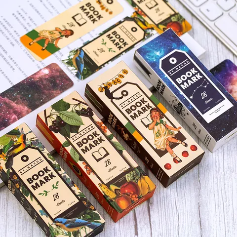 Vintage Paper Bookmarks Retro Art Message Cards Fruit Starry Sky Theme Office School Decorative Stationery Gift Supplies