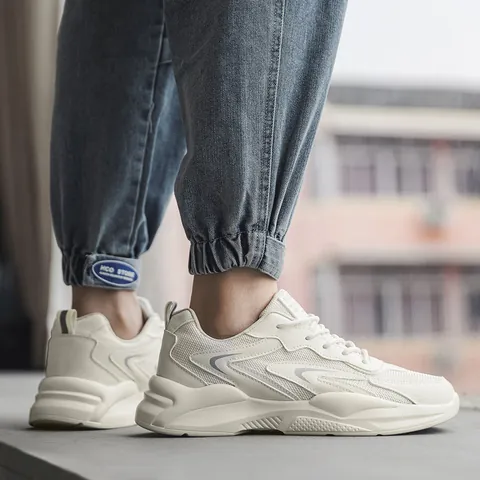 Men's Trendy Casual Chunky Dad Sneakers Thick Sole Breathable Mesh Panelled Running Walking Sports Shoes For Students Adults