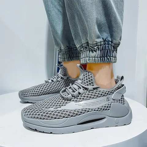 Men Breathable Mesh Sneakers 2025 Summer Casual Sport Shoes Shock Absorbing Platform Lightweight Outdoor Running Walking Shoes