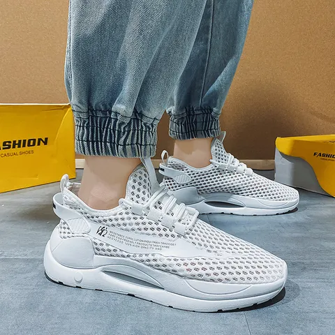 Men Breathable Mesh Sneakers 2025 Summer Casual Sport Shoes Shock Absorbing Platform Lightweight Outdoor Running Walking Shoes