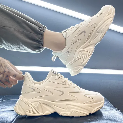 Breathable Thick Sole Dad Shoes Retro Casual Sneakers Synthetic Leather Color Block Running Sports Shoes For Men Women