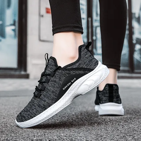 Women Breathable Mesh Running Shoes Fashion Lightweight Casual Sports Sneakers Soft Sole Low Top Walking Footwear