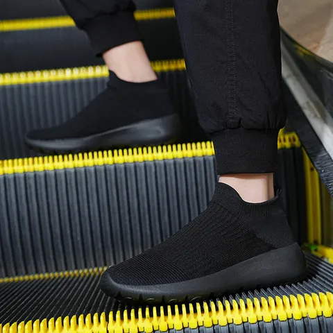 Breathable Flying Woven Sock Sneakers For Men Women Lightweight Slip-On Casual Walking Shoes With Shock Absorption ETPU Sole