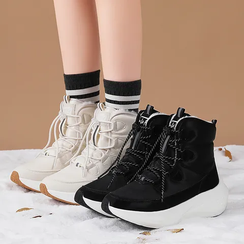 Women's Winter Snow Boots Waterproof Warm Plush Lining Thick Sole Outdoor Climbing Shoes High Top Cotton Boots