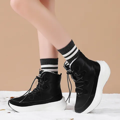 Women's Winter Snow Boots Waterproof Warm Plush Lining Thick Sole Outdoor Climbing Shoes High Top Cotton Boots