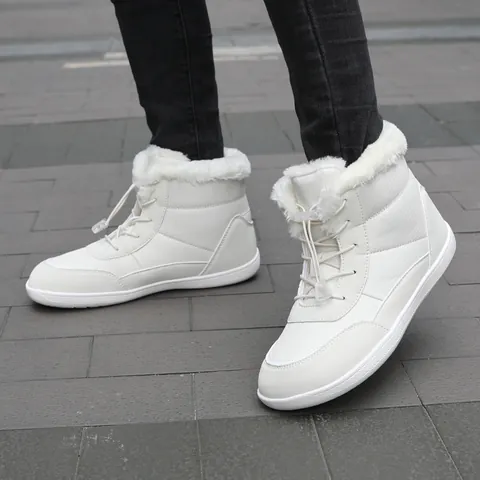 Women Winter Snow Boots High Top Fleece Lined Warm Outdoor Fashion Wide Toe Bungee Lace Anti Slip Shoes