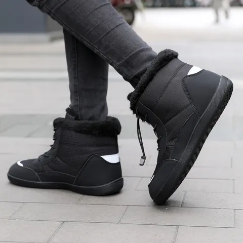 Women Winter Snow Boots High Top Fleece Lined Warm Outdoor Fashion Wide Toe Bungee Lace Anti Slip Shoes