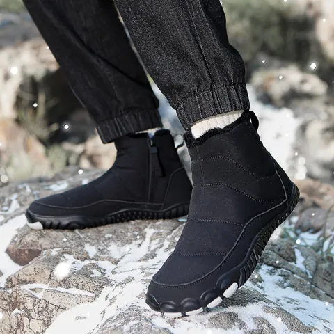 Unisex Χειμερινές Μπότες Χιονιού Δέρμα Σουέτ Αδιάβροχες Με Επένδυση Φλις Ζεστά Παπούτσια Πεζοπορίας Αντιολισθητική Σόλα