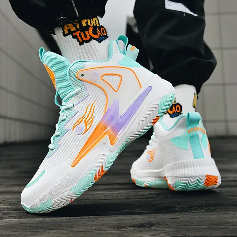Men's Basketball Shoes High Top Breathable Outdoor Athletic Sneakers Lightweight Non-slip Sports Practical Casual Footwear