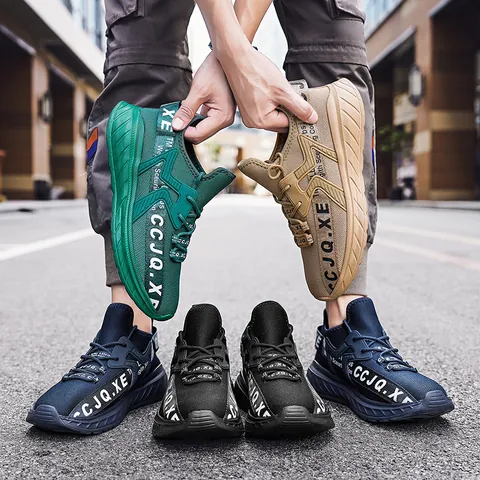 Heren Hardloopschoenen Grote Maat Ademend Lichtgewicht Casual Sneakers Streetwear Mode Kleurblok Vetersluiting Laag Model Sportschoenen