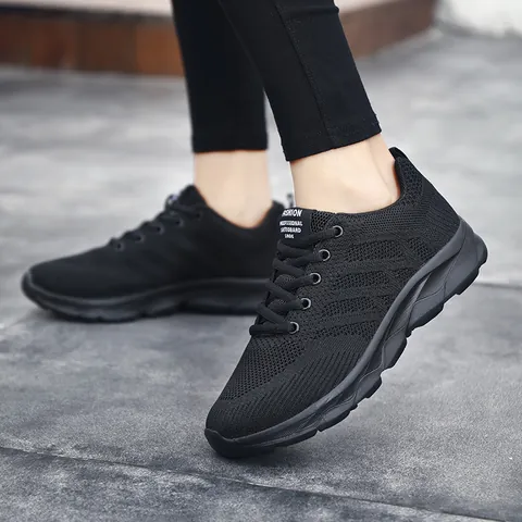 Women Mesh Breathable Sneakers Lightweight Flyknit Running Shoes Casual Walking Sport Shoes For Summer Outdoor Travel