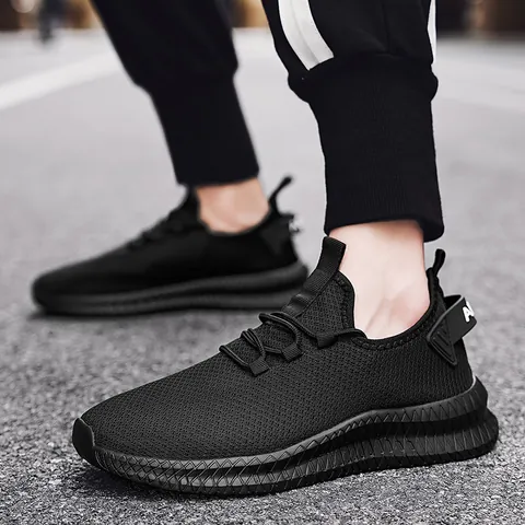 Men Mesh Breathable Running Shoes Fashion Thick Sole Sneakers Lightweight Outdoor Sports Shoes Daily Casual Walking Shoes