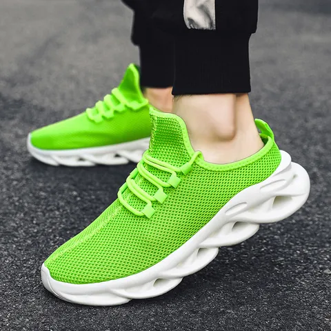 Sneakers da Uomo in Mesh Traspirante Alla Moda Con Suola a Lama Cava Tessuto Resistente Scarpe da Corsa Sportive Low Top Casual Daily