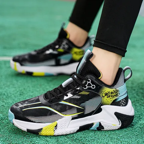 Men High Top Basketball Shoes Breathable Microfiber Leather Wear Resistant Thick Sole Outdoor Sports Fashion Sneakers