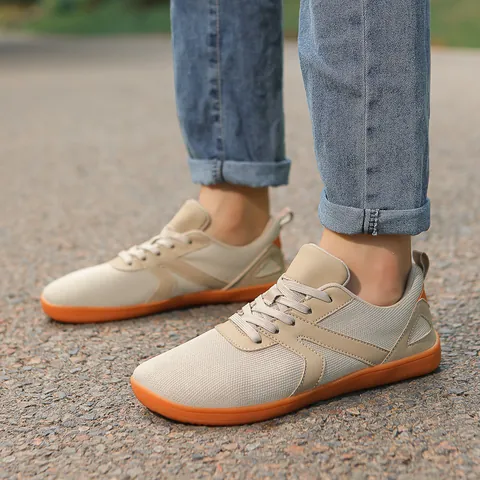 Unisex Outdoor Barefoot Casual Shoes Wide Toe Box Breathable Flyknit Synthetic Leather Sneakers Gum Sole Training Running Shoes