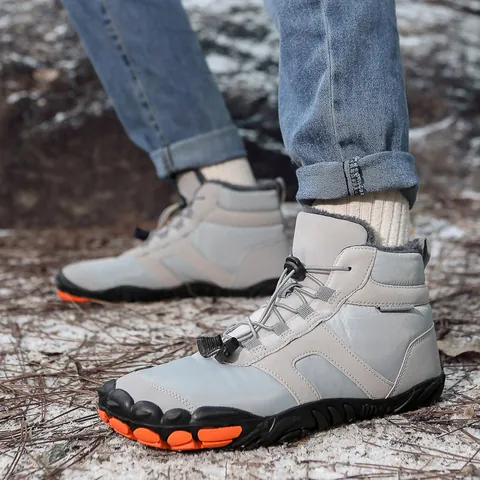 Waterproof Oxford Cloth Winter Snow Boots For Men Women Warm Plush Lined Outdoor Hiking Boots Anti Slip Rubber Sole High Top Quick Lace Boots