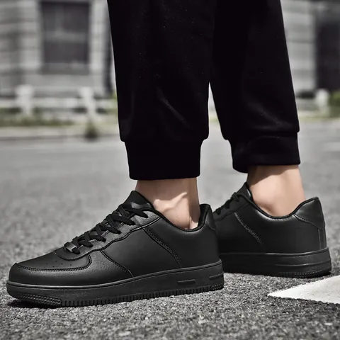 Men's Fashion Board Shoes Microfiber Leather Casual Sneakers Breathable Low Top Thick Sole Street Walking Shoes For Men